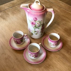 Pink rose tea set